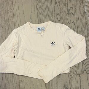 Adidas Off-White Long Sleeve Crop Top